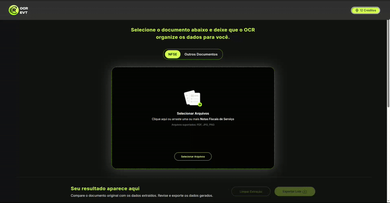Animação mostrando o mapeamento de notas fiscais de serviço